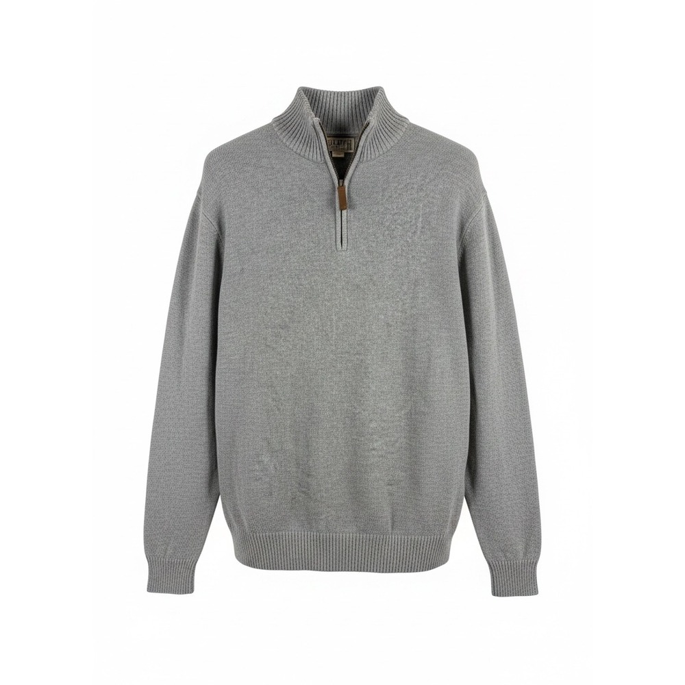 Duluth Trading Co Strongarm Sweater 1/4 Zip Men L Gray Dadcore Grandpacore